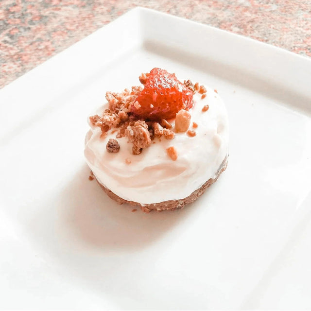 Strawberry-topped cheesecake-style dessert made with a G2G bar